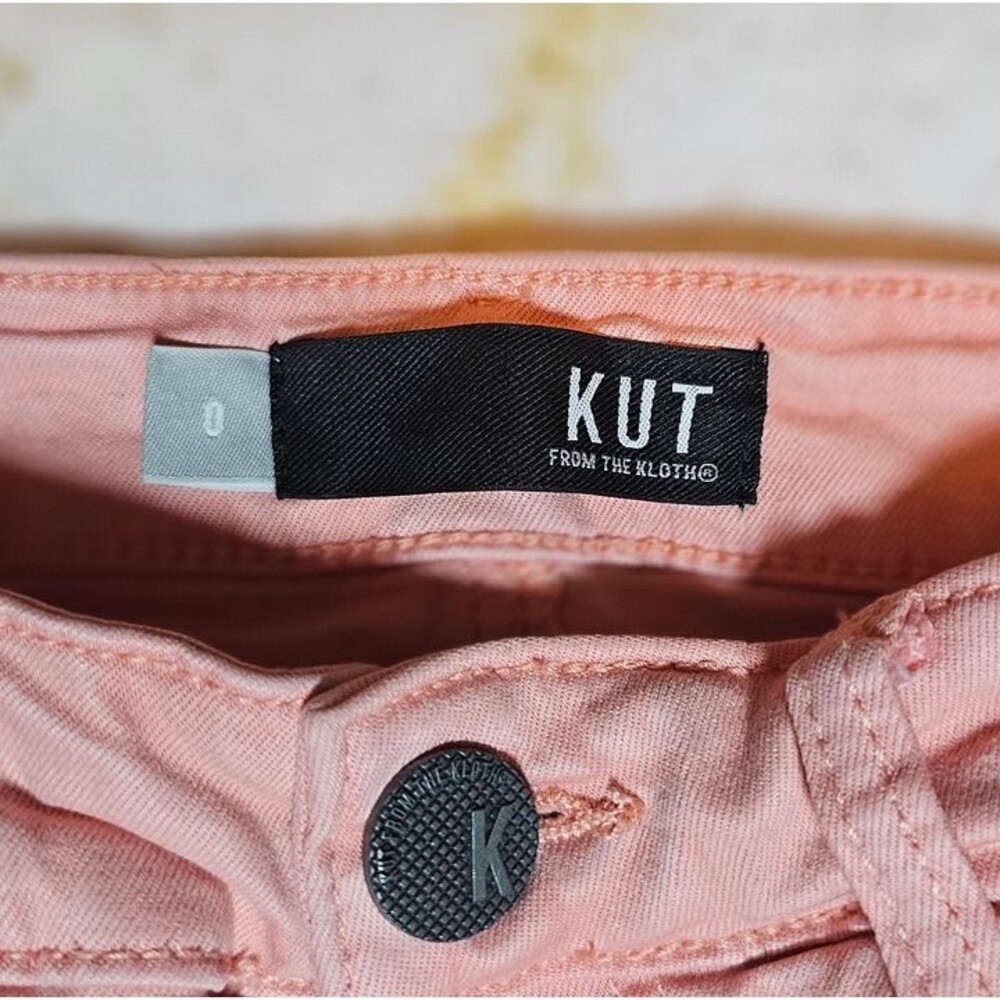 KUT From The Kloth Women’s Size 0 Pink Raw Hem Skinny Jeans EUC Back to School - Picture 3 of 6
